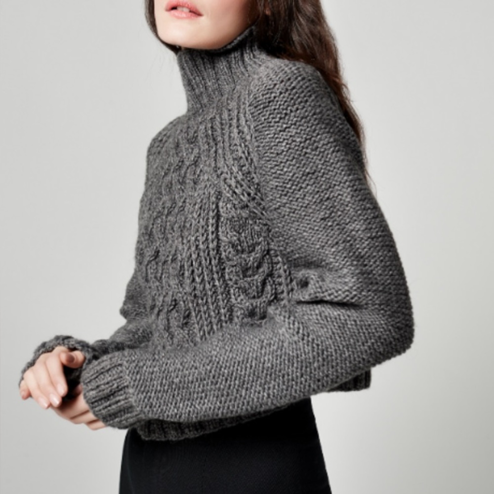 SMYTHE X AUGDEN Gray Cable Knit Sweater